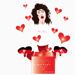 打开盒子释放爱心的美女