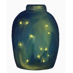 蓝色手绘梦幻许愿瓶