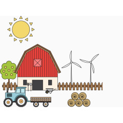 矢量阳光下的生态农场