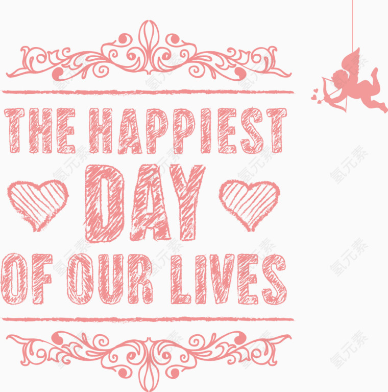 粉色手绘边框矢量