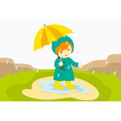 矢量打伞的小女孩