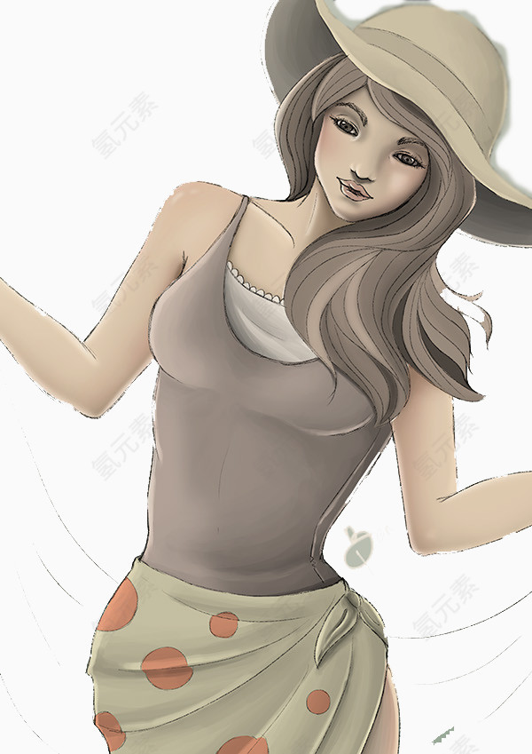 手绘性感打扮美女