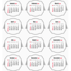 灰色图章样式新年日历