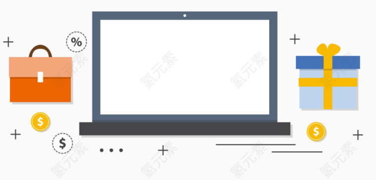 矢量互联网电脑公事包