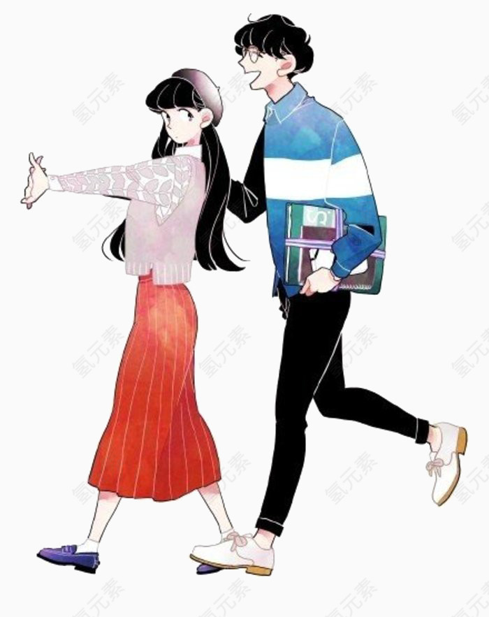 清新可爱卡通情侣手绘