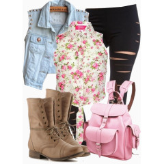 破洞黑色裤子搭配