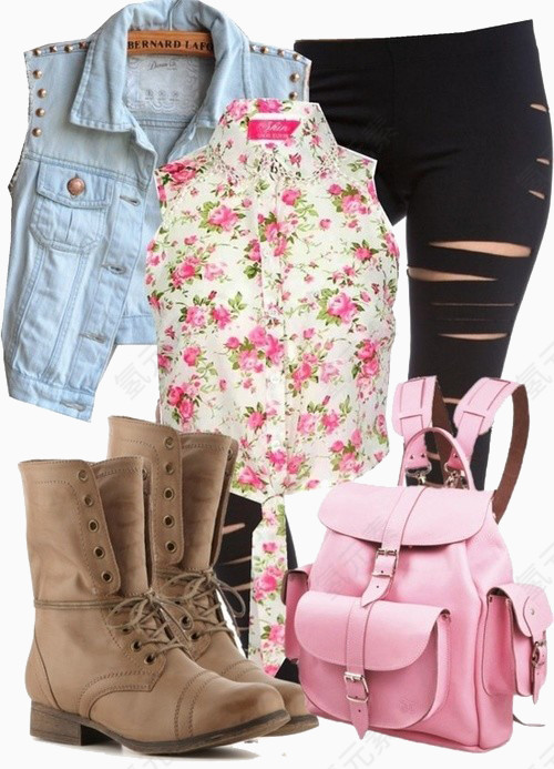 破洞黑色裤子搭配