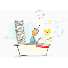 办公的男同志卡通矢量图