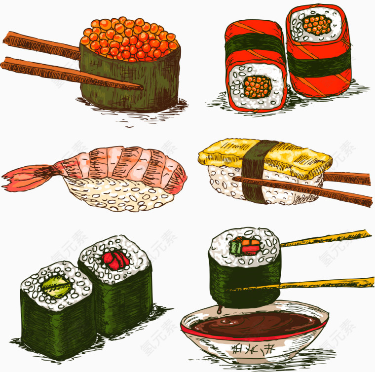 矢量寿司绘画