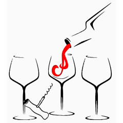 简笔画倒红酒