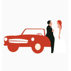 矢量婚礼婚车新郎新娘