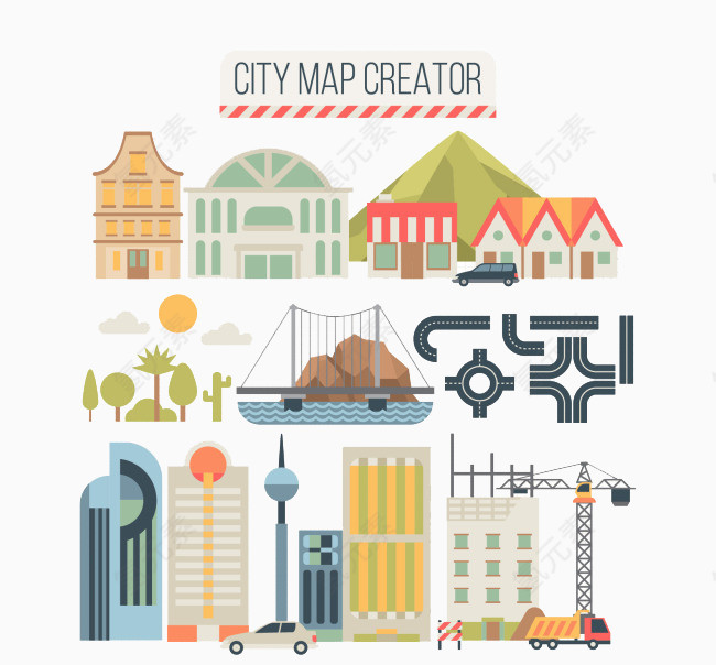 创建城市元素矢量素材