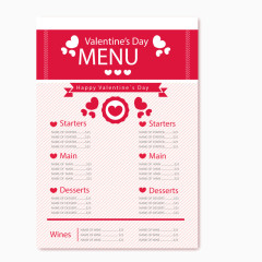 矢量红色爱心价目单价格表