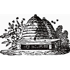 黑白线稿小茅屋矢量素材