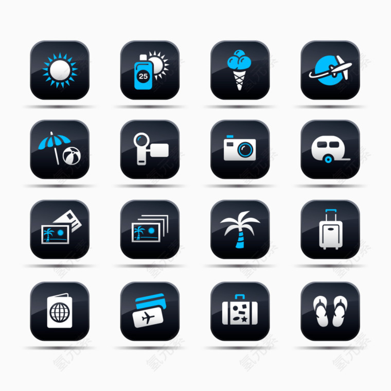 出行游玩矢量图标