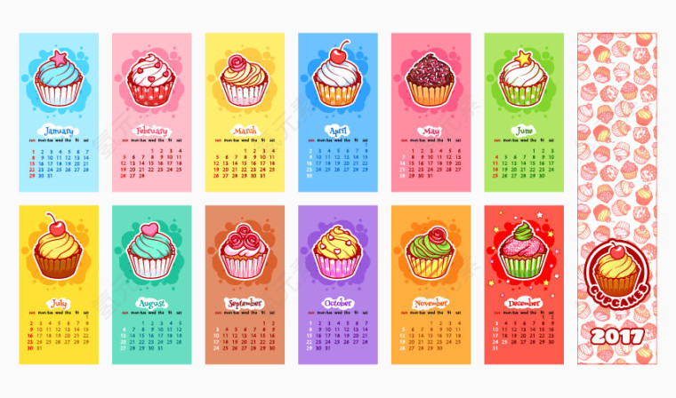 矢量2017食物日历