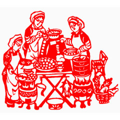 一起做年夜饭剪纸