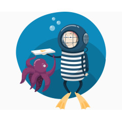 矢量插画扁平场景海洋馆