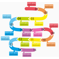 矢量彩色路线图