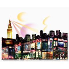 地产广告元素城市商业街