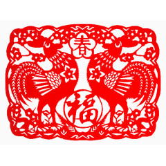 公鸡拜年剪纸窗花