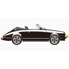 当代黑色经典卡通矢量敞篷汽车
