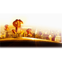 金色美元钱币城市缩影