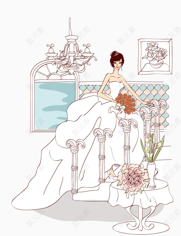插画婚纱照