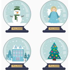 一组四个圣诞节水晶球