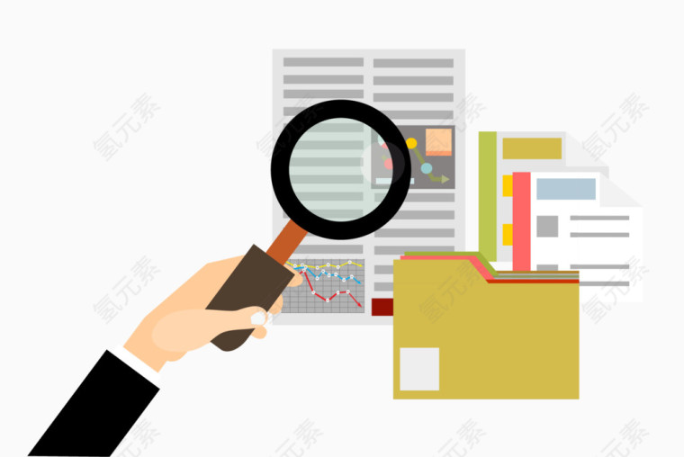 矢量扁平化手拿放大镜