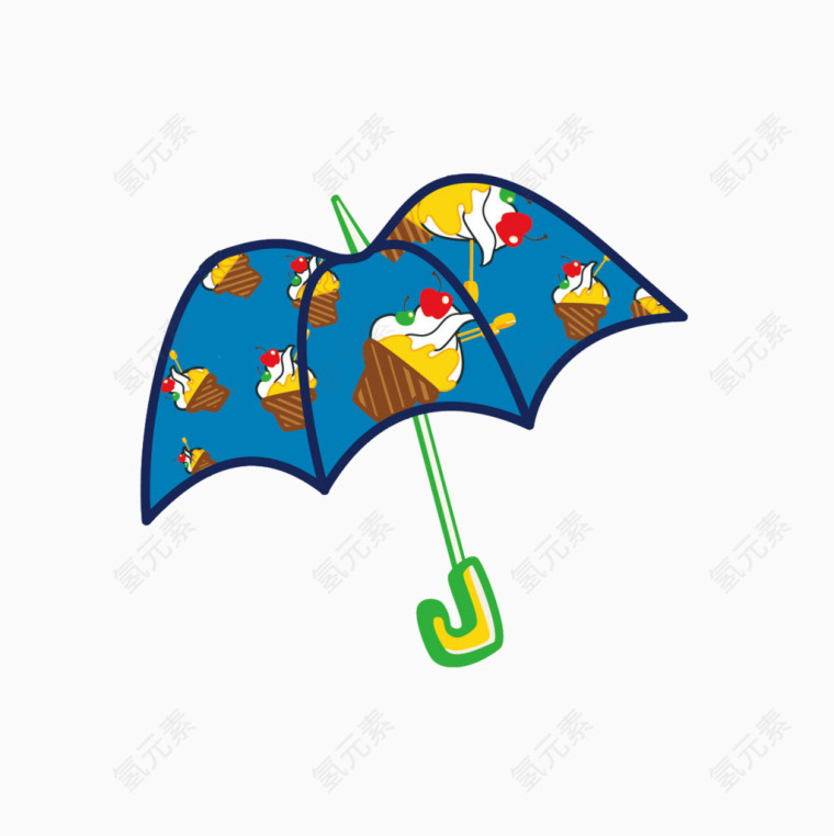 卡通蓝色雨伞
