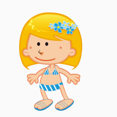 矢量时尚简约可爱黄发泳装女孩