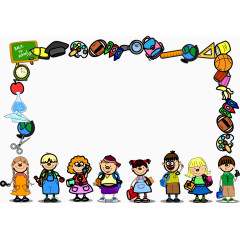 学校相关元素边框矢量图