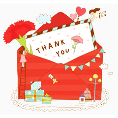 手绘的谢谢信封