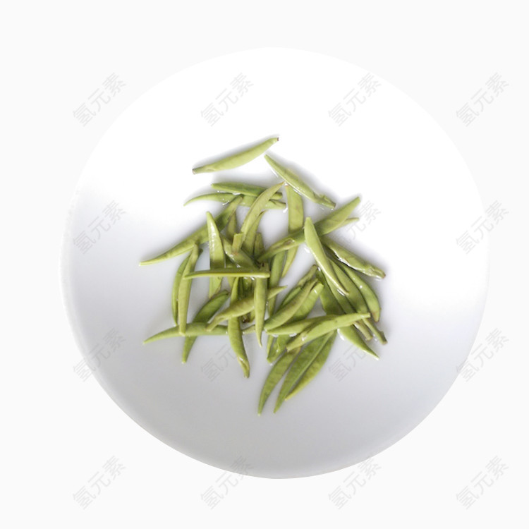 白碟子里的茶苗