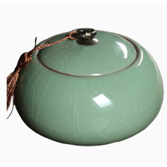 龙泉青瓷密封哥窑陶瓷锡罐