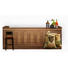 实木矮柜吧台免抠素材