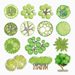 精美绿色树木平面装饰矢量素材