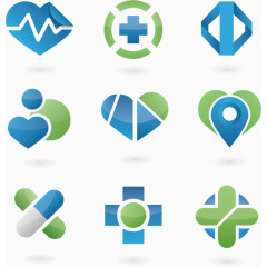 矢量手绘9个医疗图标