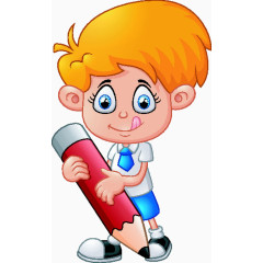 握笔写字的小男孩