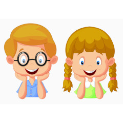 两个在思考问题小孩