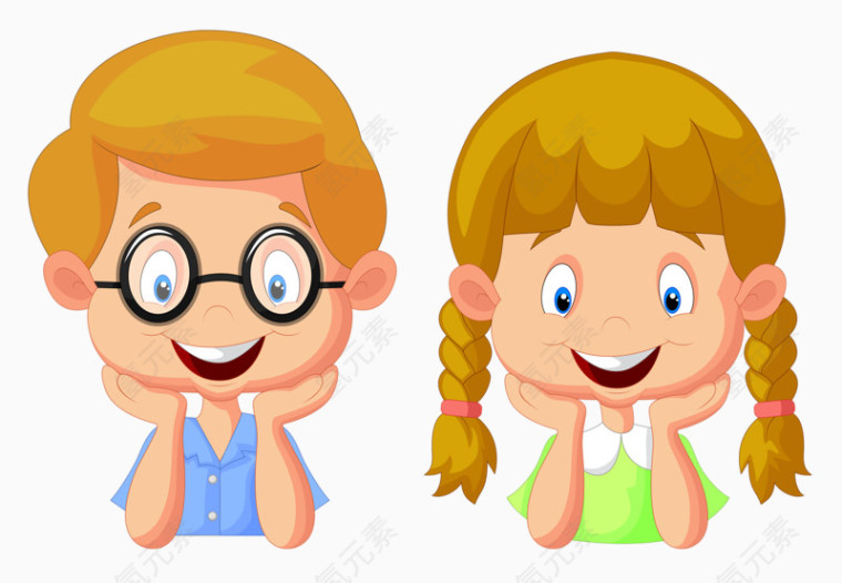 两个在思考问题小孩