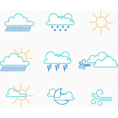 矢量手绘天气图标