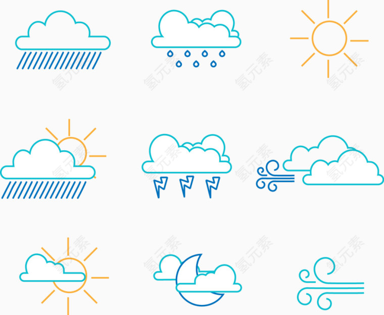 矢量手绘天气图标