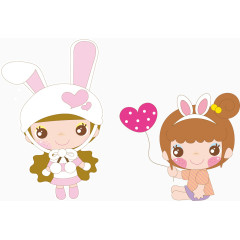 矢量兔子耳朵女孩