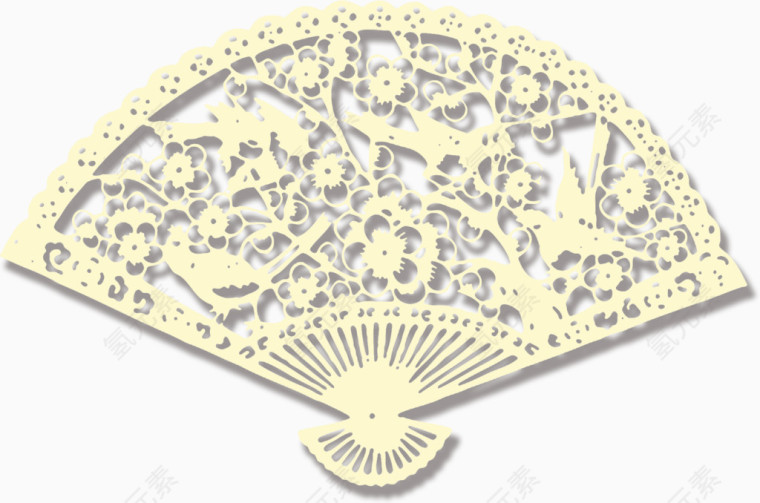 剪纸淡色扇子
