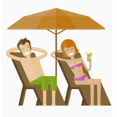 矢量扁平化度假情侣素材