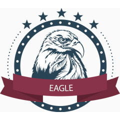 创意白头海雕标签矢量图