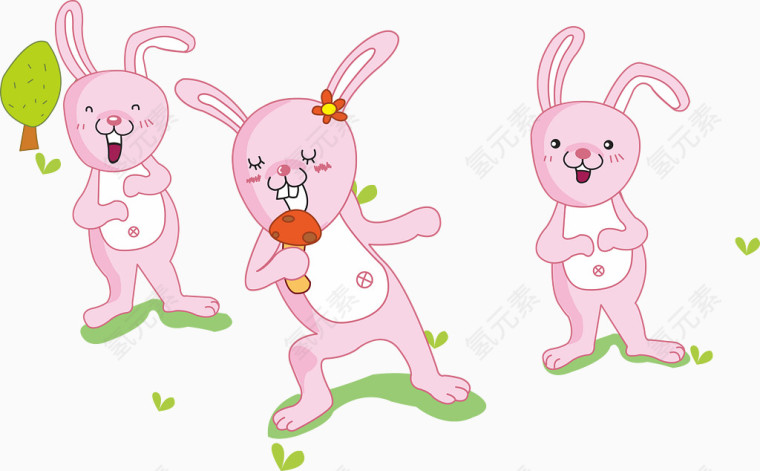 可爱的卡通小兔子矢量图