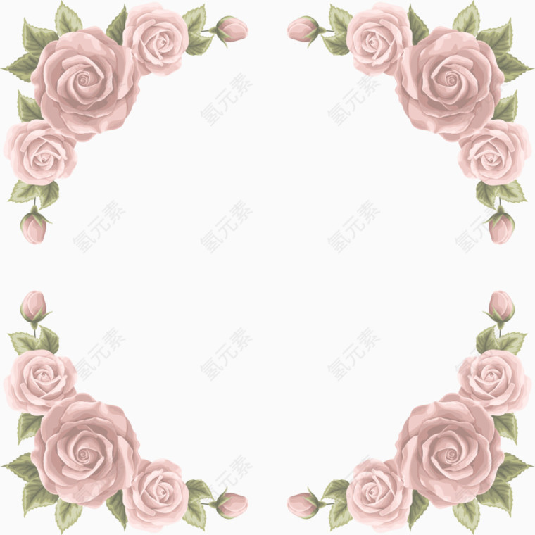 矢量手绘玫瑰花边框